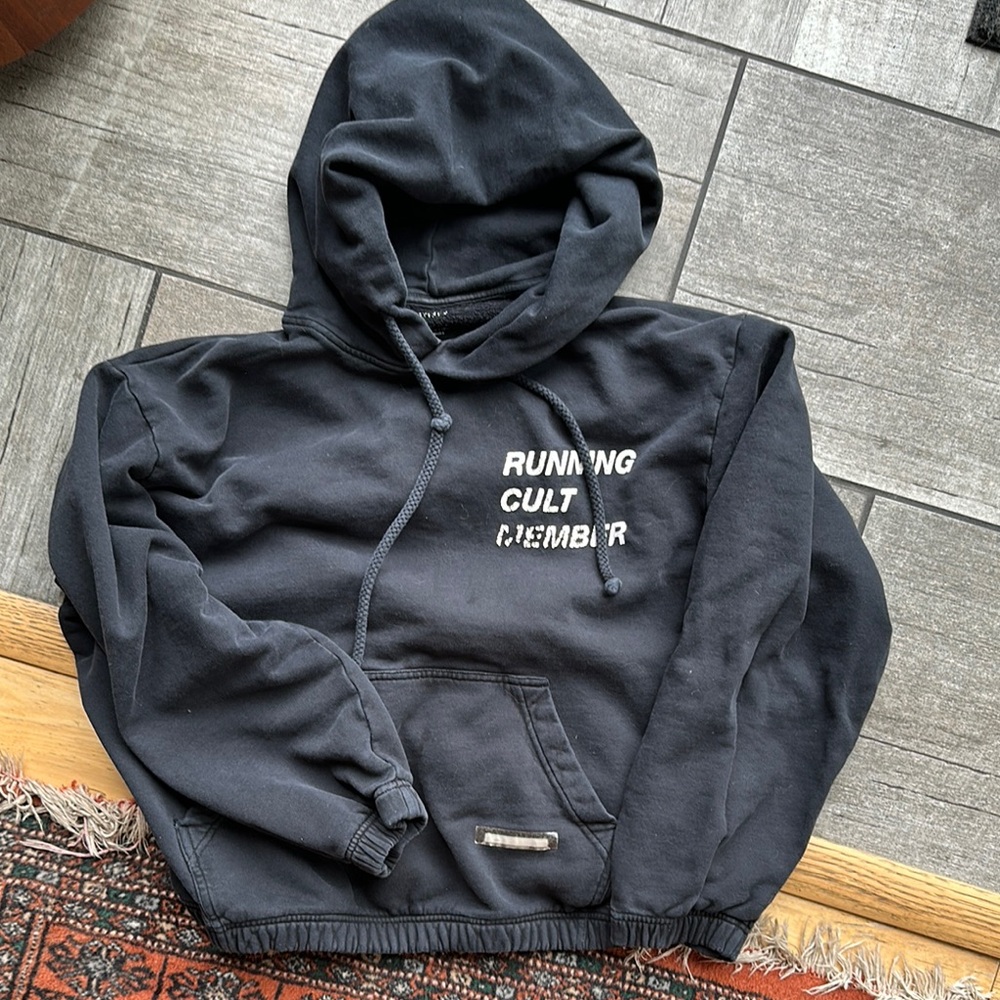 Satisfy Black Running Cult Member Crop Hoodie